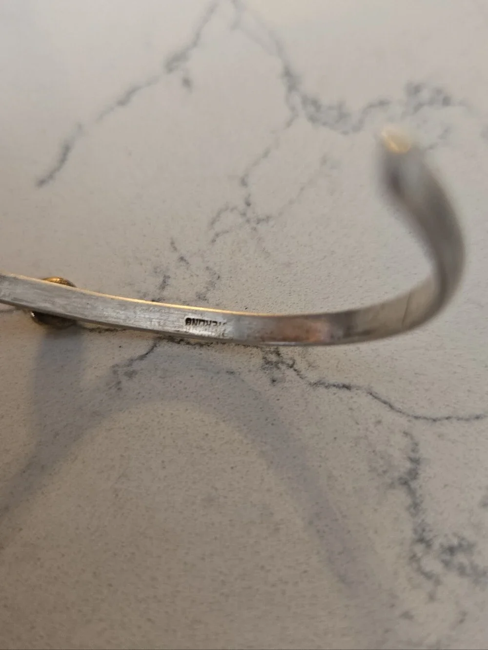 Cape Cod Style Bracelet. Sterling Silver W Gold Ball.